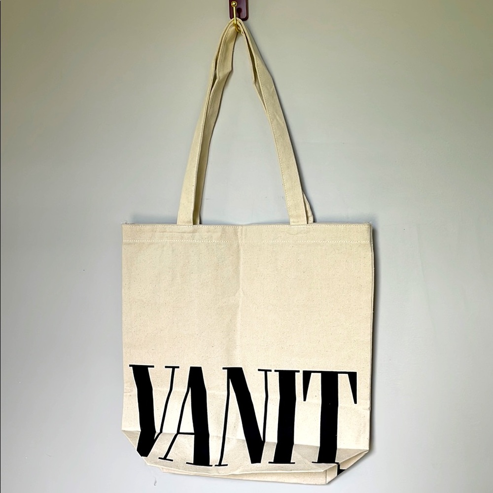 Vanity Beige Tote with Black Lettering wrap around